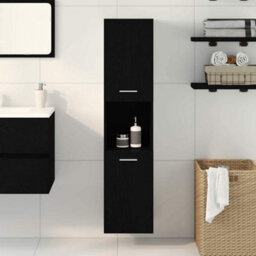 Walplus Bathroom Cabinet Black Oak 30 X 30 X 130 Cm Engineered Wood - thumbnail 4