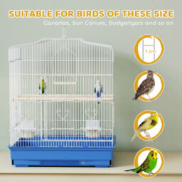 Pawhut 59Cm Large Bird Cage With Perches, Food Bowls, Swing, Blue - thumbnail 7