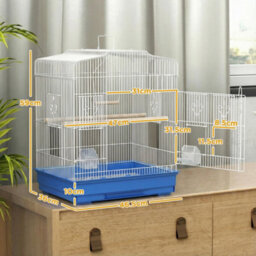 Pawhut 59Cm Large Bird Cage With Perches, Food Bowls, Swing, Blue - thumbnail 3