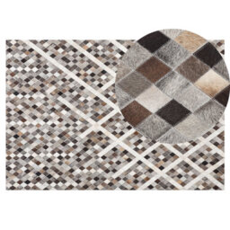Beliani Rug Akdere Grey 140 X 200 Cm Leather - thumbnail 1