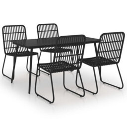 Berkfield 5 Piece Outdoor Dining Set Poly Rattan And Glass - thumbnail 2