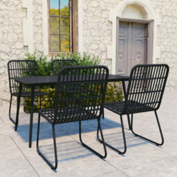 Berkfield 5 Piece Outdoor Dining Set Poly Rattan And Glass - thumbnail 1