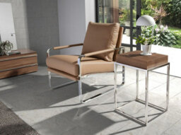 Angel Cerda Elegant Mink Leatherette Armchair With Chrome Legs - thumbnail 6