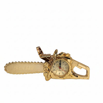 Alarm Clock French Gold Chainsaw Table Clock Novelty Desk Clock For Men, Battery Powered Clock For Bedroom, Office & Workshop - image 1