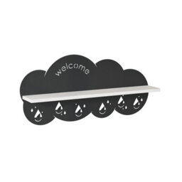 Decortie Cloudy Wall-Mounted Metal Hanger White Shelf With 6 Metal Hooks Welcome Cloud Shape Functional Storage Hanger Entryway - thumbnail 2
