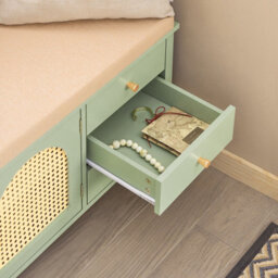 Sobuy Fsr129-Gr, Shoe Storage Bench With Adjustable Shelf Shoe Rack With Cushion And 3 Drawers, Easy Assembly, Green - thumbnail 8