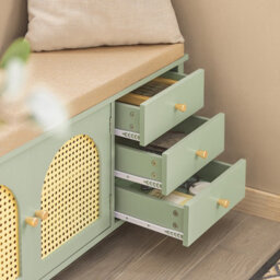 Sobuy Fsr129-Gr, Shoe Storage Bench With Adjustable Shelf Shoe Rack With Cushion And 3 Drawers, Easy Assembly, Green - thumbnail 9