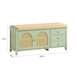 Sobuy Fsr129-Gr, Shoe Storage Bench With Adjustable Shelf Shoe Rack With Cushion And 3 Drawers, Easy Assembly, Green - thumbnail 3