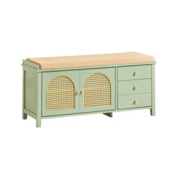 Sobuy Fsr129-Gr, Shoe Storage Bench With Adjustable Shelf Shoe Rack With Cushion And 3 Drawers, Easy Assembly, Green
