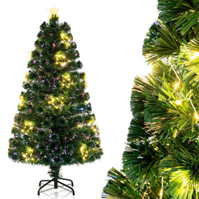 Costway 5 Ft Fiber Opticchristmas Tree Pre-Lit Artificial Xmas Tree W/ Warm-White Lights - image 1