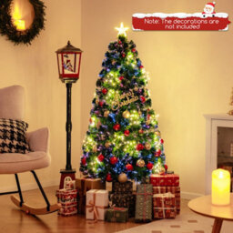 Costway 5 Ft Fiber Opticchristmas Tree Pre-Lit Artificial Xmas Tree W/ Warm-White Lights - thumbnail 4