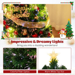 Costway 5 Ft Fiber Opticchristmas Tree Pre-Lit Artificial Xmas Tree W/ Warm-White Lights - thumbnail 6