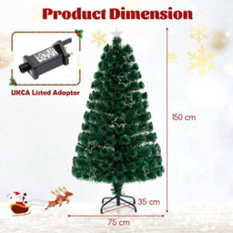 Costway 5 Ft Fiber Opticchristmas Tree Pre-Lit Artificial Xmas Tree W/ Warm-White Lights - thumbnail 2