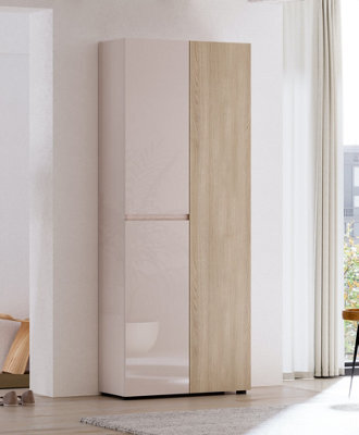 FurniComp LTD Furnicomp Vida 3 Door 80Cm Cashmere & Oak Tall Shoe Cabinet/storage Cupboard - image 1