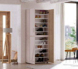 FurniComp LTD Furnicomp Vida 3 Door 80Cm Cashmere & Oak Tall Shoe Cabinet/storage Cupboard - thumbnail 4