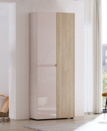 FurniComp LTD Furnicomp Vida 3 Door 80Cm Cashmere & Oak Tall Shoe Cabinet/storage Cupboard - thumbnail 1