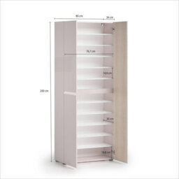 FurniComp LTD Furnicomp Vida 3 Door 80Cm Cashmere & Oak Tall Shoe Cabinet/storage Cupboard - thumbnail 8