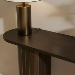 Ohs Madison Console Table Ribbed Engineered Wood Entryway Display Desk - Dark Brown - thumbnail 3