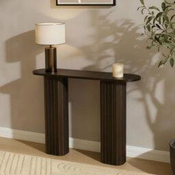 Ohs Madison Console Table Ribbed Engineered Wood Entryway Display Desk - Dark Brown - thumbnail 2