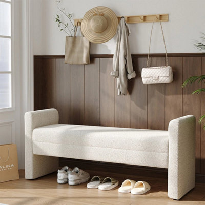 Teddy Upholstered Bench Soft Faux Fur Bedroom Hallway Seat Home Accent Furniture - image 1