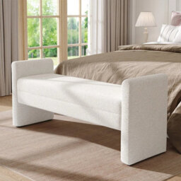 Teddy Upholstered Bench Soft Faux Fur Bedroom Hallway Seat Home Accent Furniture - thumbnail 3