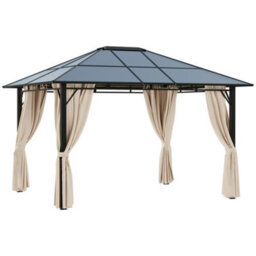 Outsunny 3.6X3(M) Hardtop Gazebo Garden Pavilion W/ Polycarbonate Roof, Brown - thumbnail 2