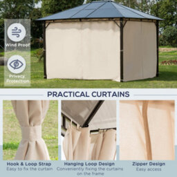 Outsunny 3.6X3(M) Hardtop Gazebo Garden Pavilion W/ Polycarbonate Roof, Brown - thumbnail 6