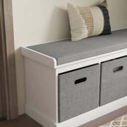 Wyld Haus Elfila 3-Drawer White Shoe Storage Bench With Grey Padded Seat, L105 X D35 X H47Cm - thumbnail 8