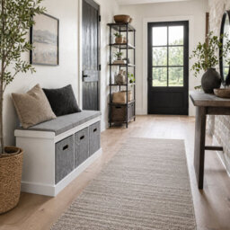 Wyld Haus Elfila 3-Drawer White Shoe Storage Bench With Grey Padded Seat, L105 X D35 X H47Cm - thumbnail 1