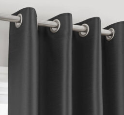 Intimates Modern Ring Top Curtains, Ready-Made High-Quality Faux Silk, Machine Washable, Energy-Saving Living Room Curtains - Black