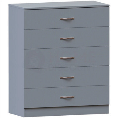 5 Drawer Bedroom Furniture Bedside Storage Cabinet Grey - image 1
