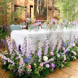 Delphinium Set Of 5 Long - Stemmed Artificial Silk Flowers For Large Vase, Wedding Centerpiece, Home Decor (Gradient Purple) - thumbnail 5