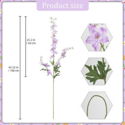 Delphinium Set Of 5 Long - Stemmed Artificial Silk Flowers For Large Vase, Wedding Centerpiece, Home Decor (Gradient Purple) - thumbnail 2