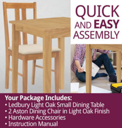 Hallowood Furniture Ledbury Light Oak Small Dining Table With 2 Aston Chairs - thumbnail 7