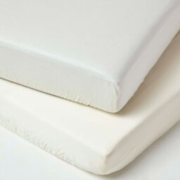 Homescapes Cream Organic Cotton Cot Bed Fitted Sheets 400 Thread Count, 2 Pack - thumbnail 1