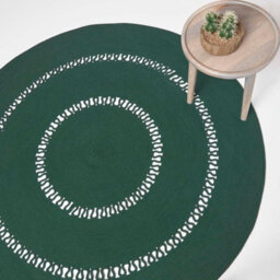 Homescapes Green Crochet Braided Rug 120Cm Round - thumbnail 2