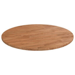 Berkfield Round Table Top Light Brown Radius 90X1.5 Cm Treated Solid Wood Oak - thumbnail 1
