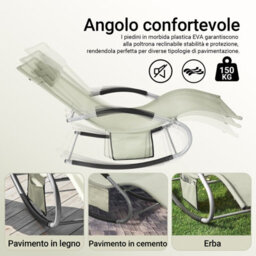 Sobuy Ogs28-Mix2, Set Of 2 Outdoor Garden Rocking Sun Lounger Recliner Relaxing Chair With Headrest And Side Bag, Beige - thumbnail 6