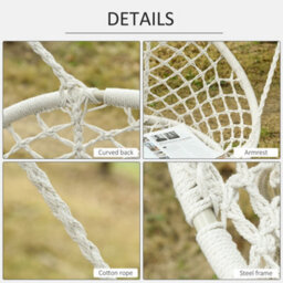Outsunny Hanging Hammock Chair Macrame Seat For Patio Garden Yard Cream White - thumbnail 6
