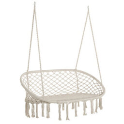 Outsunny Hanging Hammock Chair Macrame Seat For Patio Garden Yard Cream White - thumbnail 2