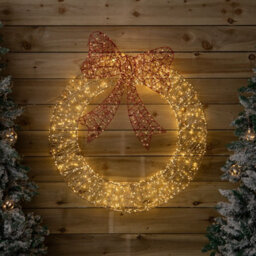 Samuel Alexander 90Cm Light Up Gold Twist Christmas Wreath With Red Bow And 1440 Warm White Leds - thumbnail 8