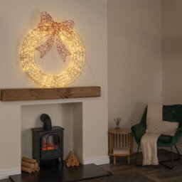 Samuel Alexander 90Cm Light Up Gold Twist Christmas Wreath With Red Bow And 1440 Warm White Leds - thumbnail 2