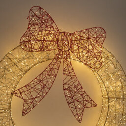 Samuel Alexander 90Cm Light Up Gold Twist Christmas Wreath With Red Bow And 1440 Warm White Leds - thumbnail 5