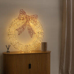 Samuel Alexander 90Cm Light Up Gold Twist Christmas Wreath With Red Bow And 1440 Warm White Leds - thumbnail 4