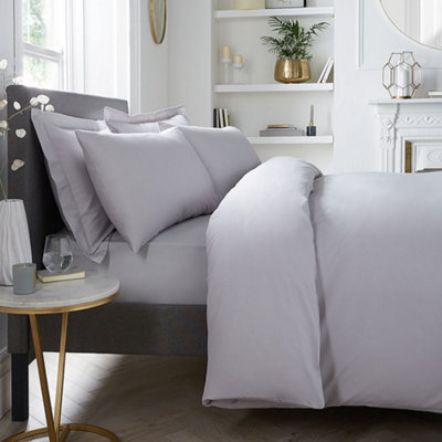 Serene Plain Dyed Soft Touch 32Cm Silver Fitted Bed Sheet - image 1