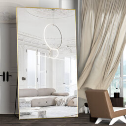 Cassilando Full Length Mirror/standing Wall Mirror Gold 198X96Cm Aluminum Frame Leaning Or Hanging Full For Bedroom Living Room - thumbnail 6