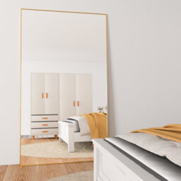 Cassilando Full Length Mirror/standing Wall Mirror Gold 198X96Cm Aluminum Frame Leaning Or Hanging Full For Bedroom Living Room - thumbnail 1