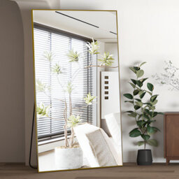 Cassilando Full Length Mirror/standing Wall Mirror Gold 198X96Cm Aluminum Frame Leaning Or Hanging Full For Bedroom Living Room - thumbnail 4