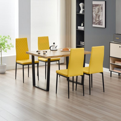 Outdoor Living (NW) Ltd Colorado Dining Table With 4 Mustard Emily Leather Chairs - image 1