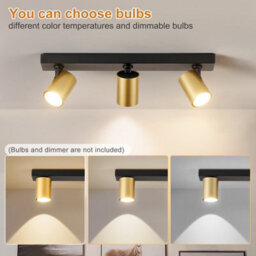 Harper Living 3-Way Adjustable Ceiling Spotlights, Gu10 Track Lighting Kit With Rotatable Heads, Matt Black & Gold - thumbnail 5